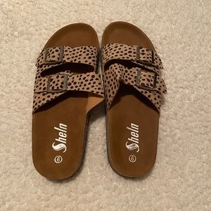 New never worn leopard print sandals